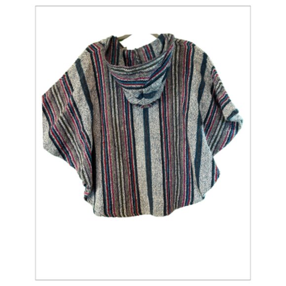 Gently Worn Kids Multi Color Poncho with Hood Size L (BB0313) - Picture 2 of 2
